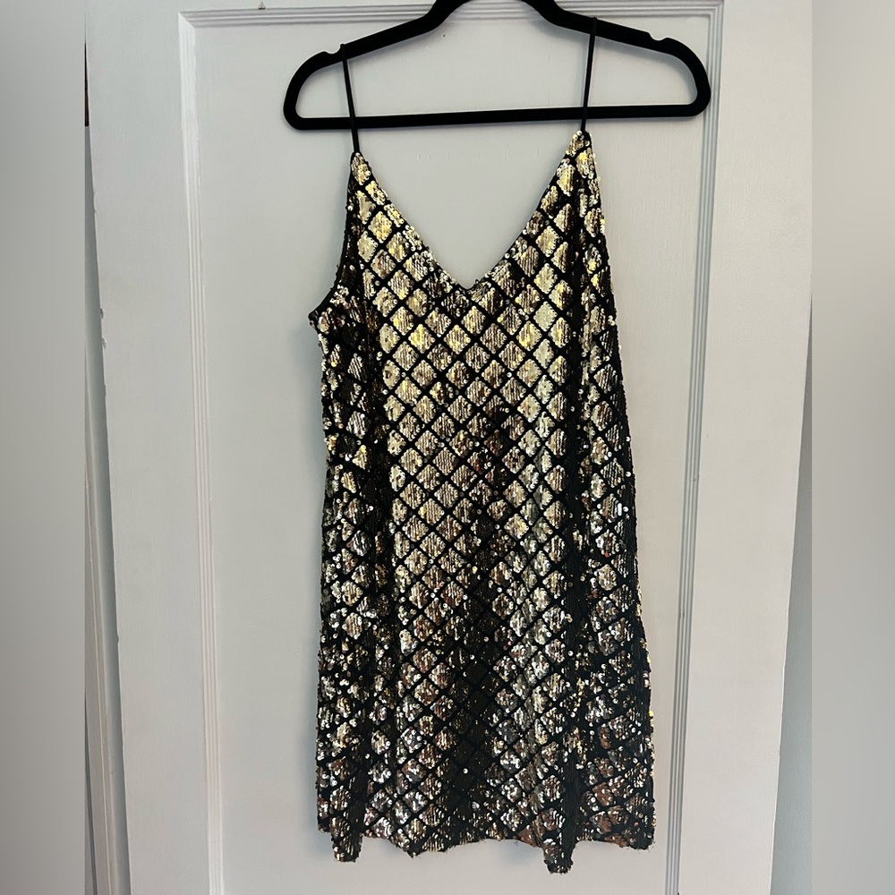 Sequined asymmetrical dress